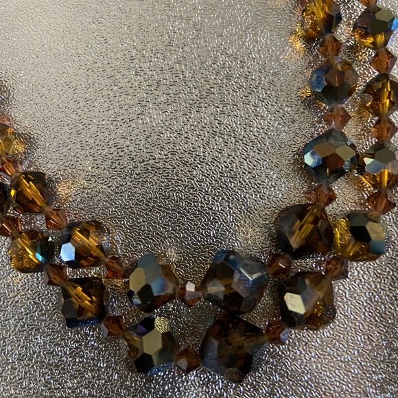 Vintage Topaz Aurora Borealis Glass Necklace 💛 - Picture 2 of 5